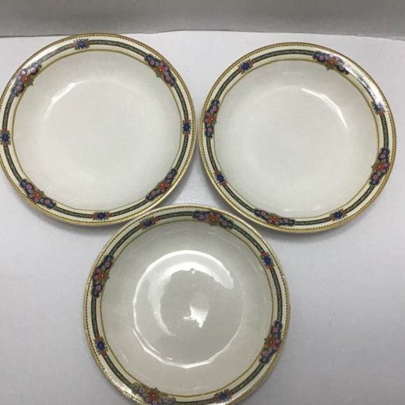 3 Edwin M. Knowles China Bowls Decorated With Bands of Tiny flowers Art Deco - Picture 4 of 7